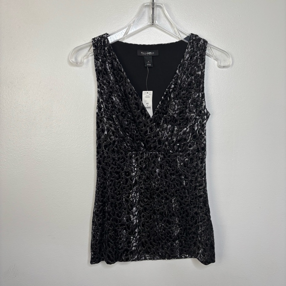 NWT White House‎ Black Market Velvet Burnout Gray/Black Top Small Whimsigoth